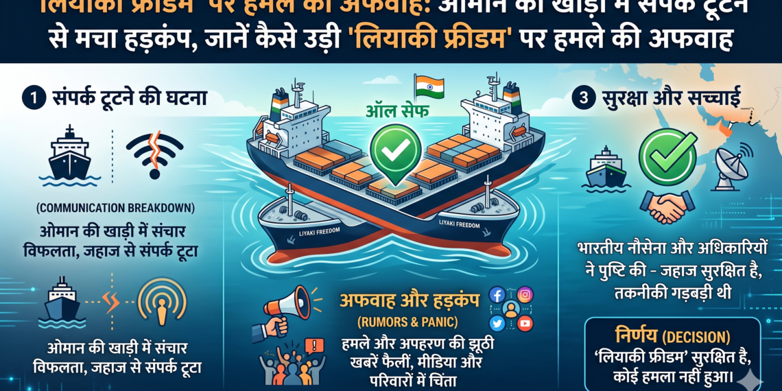 Indian Ship Safe: ओमान की खाड़ी में संपर्क टूटने से मचा हड़कंप, जानें कैसे उड़ी 'लियाकी फ्रीडम' पर हमले की अफवाह