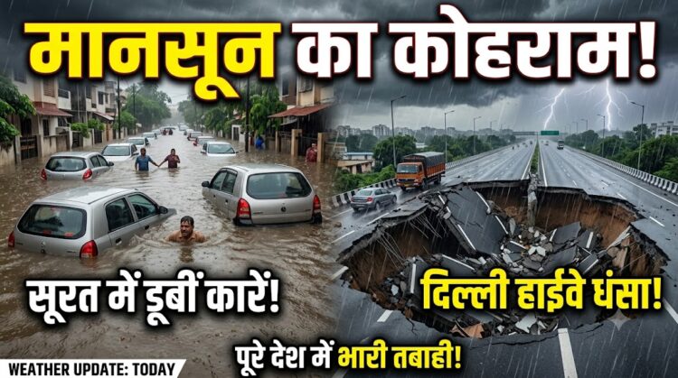 Weather Update Today: सूरत में डूबीं कारें, दिल्ली हाईवे धंसा, तस्वीरों में देखें मानसून ने कैसे मचाया पूरे देश में कोहराम