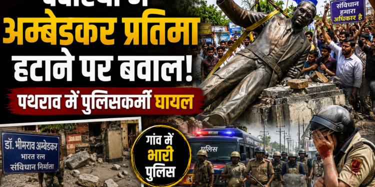Deoria Ambedkar Statue Controversy: देवरिया में अम्बेडकर प्रतिमा हटाने पर बवाल, पथराव में पुलिसकर्मी घायल; गांव में भारी पुलिस