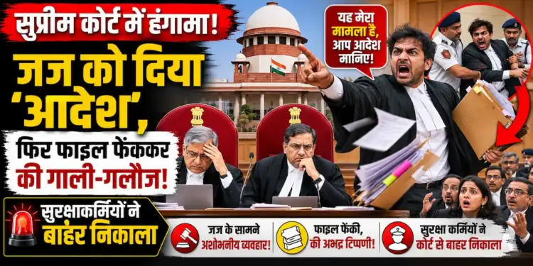 सुप्रीम कोर्ट में वकील का हंगामा: जज को दिया 'आदेश', फिर फाइल फेंककर की गाली-गलौज; सुरक्षाकर्मियों ने बाहर निकाला