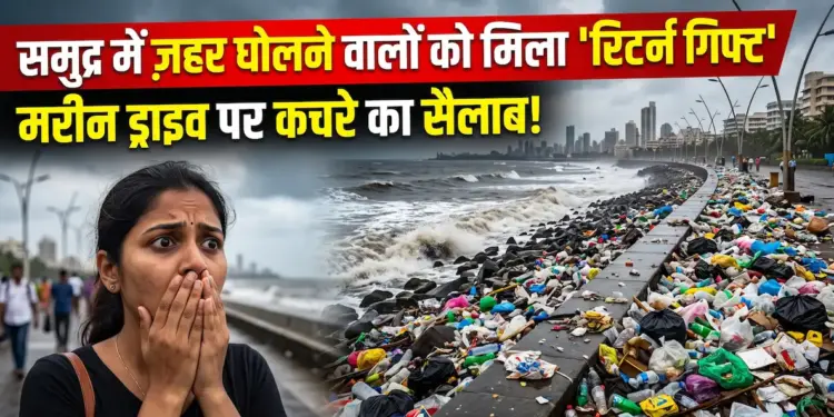 'समुद्र में जहर घोलने वालों को मिला रिटर्न गिफ्ट', मॉनसून के हाई टाइड ने मरीन ड्राइव और जुहू पर फेंका टनों कचरा