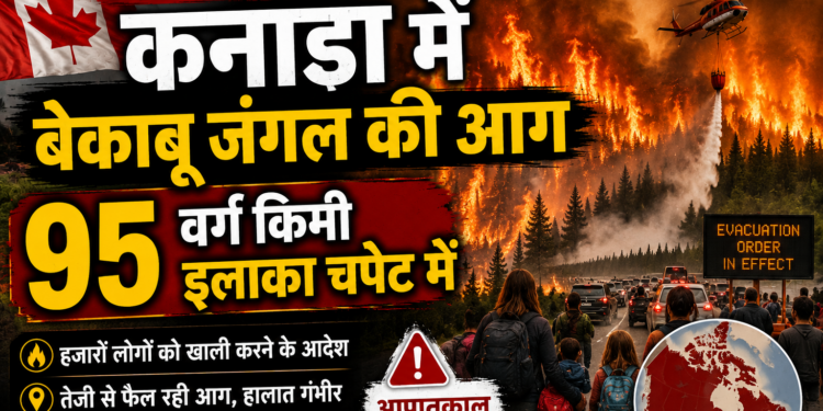 Canada Wildfire: कनाडा में बेकाबू जंगल की आग, 95 वर्ग किमी इलाका चपेट में