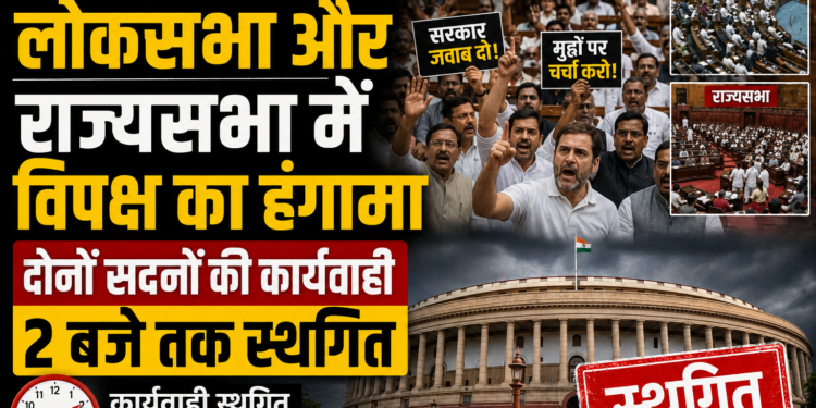 Parliament Monsoon Session LIVE: लोकसभा और राज्यसभा में विपक्ष का हंगामा, दोनों सदनों की कार्यवाही 2 बजे तक स्थगित